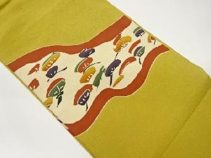 縮緬地曲線に抽象松模様名古屋帯